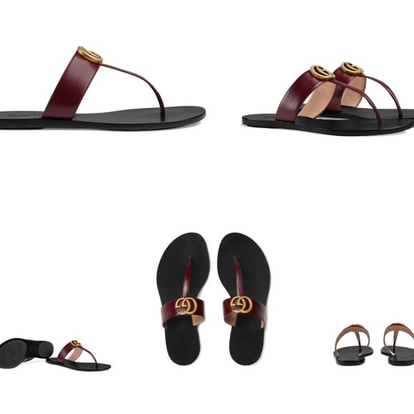 Gucci Leather thong sandal with Double G 37.5 - Picture 5 of 15